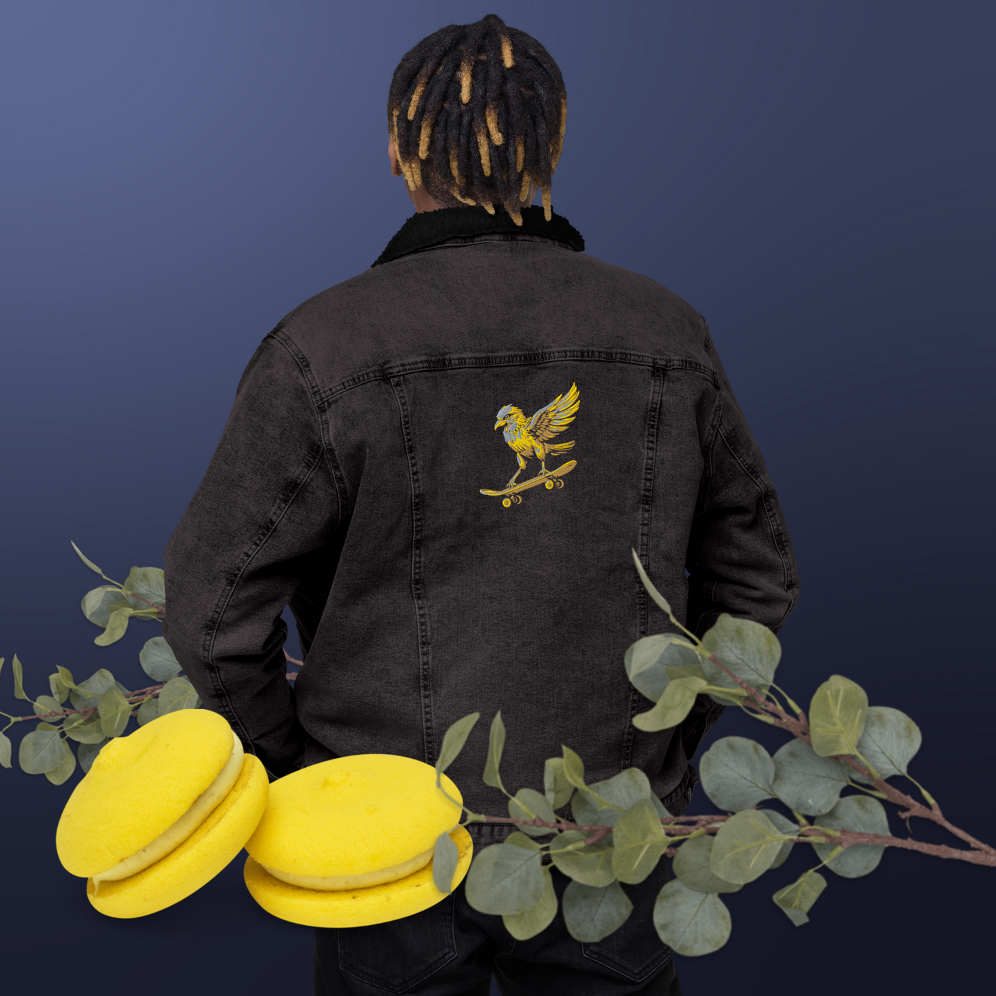 Pyrite Embroided Unisex denim sherpa jacket